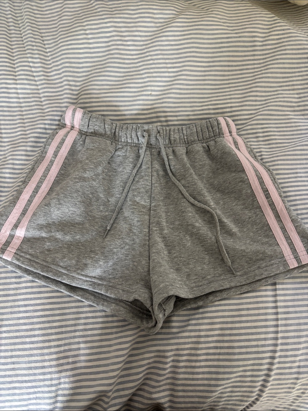 Gray Shorts with Pink Side Stripes